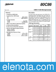 Intersil CP80C86-2 datasheet