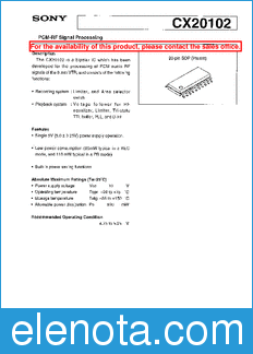 Sony Semiconductor CX20102 datasheet