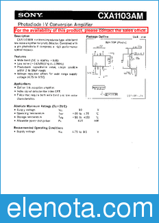 Sony Semiconductor CXA1103AM datasheet