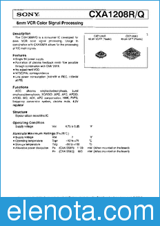 Sony Semiconductor CXA1208Q/R datasheet