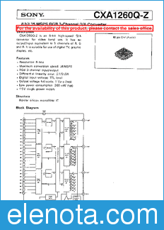Sony Semiconductor CXA1260Q-Z datasheet
