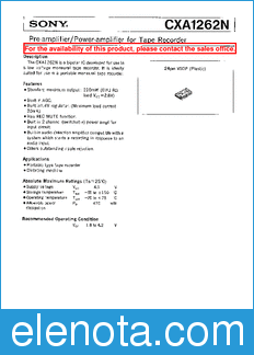 Sony Semiconductor CXA1262N datasheet
