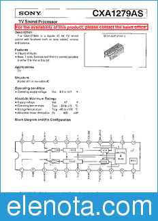 Sony Semiconductor CXA1279AS datasheet