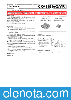 Sony Semiconductor CXA1481AQ/AR datasheet