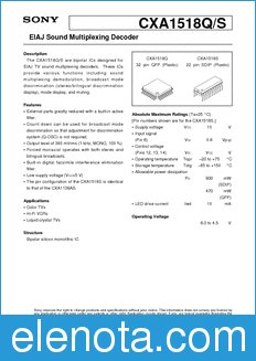 Sony Semiconductor CXA1518Q/S datasheet