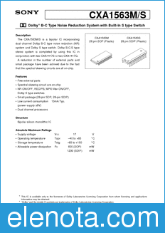Sony Semiconductor CXA1563M/S datasheet