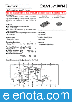 Sony Semiconductor CXA1571M/N datasheet