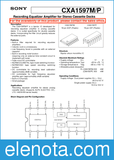 Sony Semiconductor CXA1597M/P datasheet