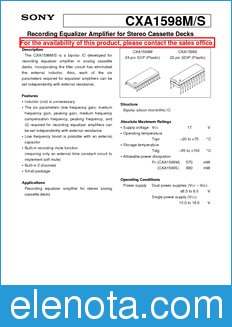 Sony Semiconductor CXA1598M/S datasheet