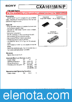 Sony Semiconductor CXA1611M/N/P datasheet