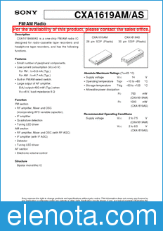 Sony Semiconductor CXA1619AM/AS datasheet