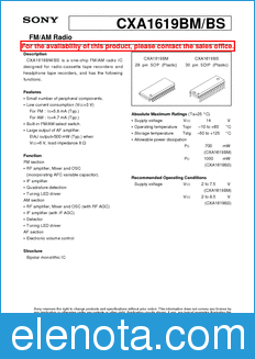 Sony Semiconductor CXA1619BM/BS datasheet