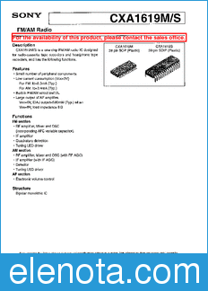Sony Semiconductor CXA1619M/S datasheet