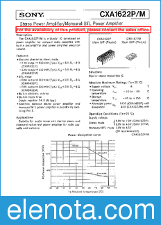Sony Semiconductor CXA1622P/M datasheet