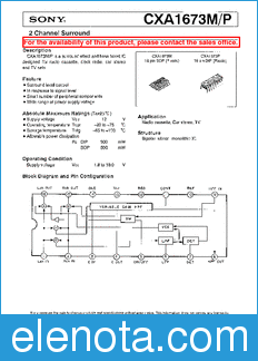Sony Semiconductor CXA1673M/P datasheet