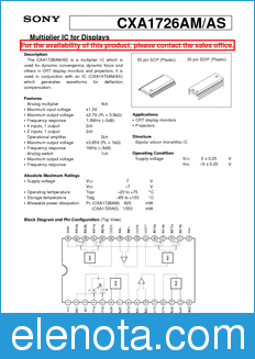 Sony Semiconductor CXA1726AM/AS datasheet