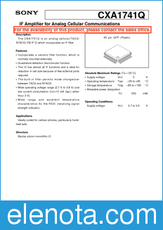 Sony Semiconductor CXA1741Q datasheet