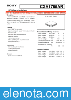 Sony Semiconductor CXA1785AR datasheet