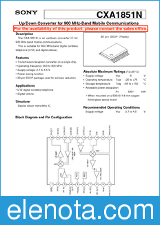 Sony Semiconductor CXA1851N datasheet