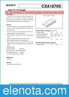 Sony Semiconductor CXA1870S datasheet