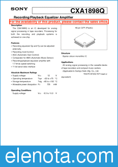 Sony Semiconductor CXA1898Q datasheet