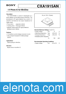 Sony Semiconductor CXA1915AN datasheet