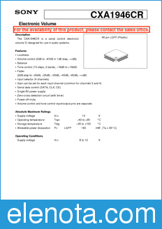Sony Semiconductor CXA1946CR datasheet