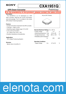 Sony Semiconductor CXA1951Q datasheet