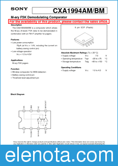 Sony Semiconductor CXA1994AM/BM datasheet