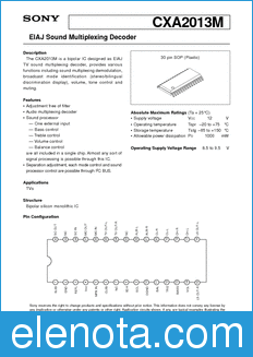 Sony Semiconductor CXA2013M datasheet