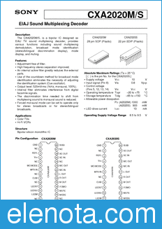 Sony Semiconductor CXA2020M/S datasheet