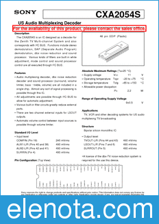 Sony Semiconductor CXA2054S datasheet