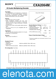 Sony Semiconductor CXA2064M datasheet