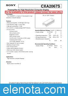 Sony Semiconductor CXA2067S datasheet