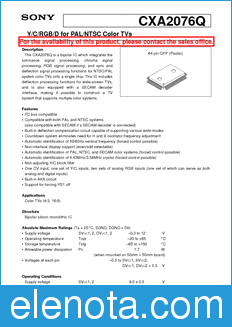 Sony Semiconductor CXA2076Q datasheet