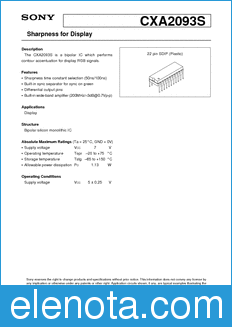 Sony Semiconductor CXA2093S datasheet