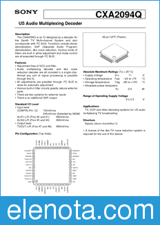 Sony Semiconductor CXA2094Q datasheet