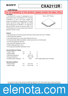 Sony Semiconductor CXA2112R datasheet