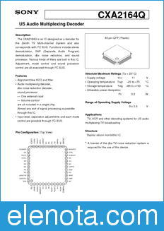 Sony Semiconductor CXA2164Q datasheet