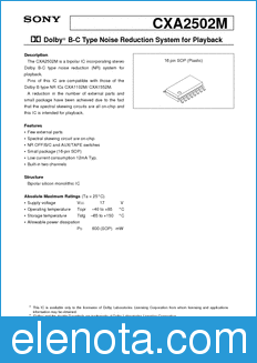 Sony Semiconductor CXA2502M datasheet
