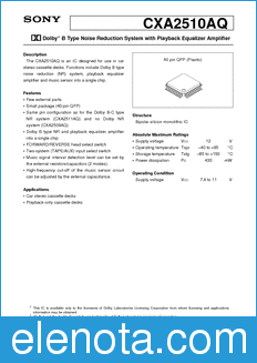 Sony Semiconductor CXA2510AQ datasheet