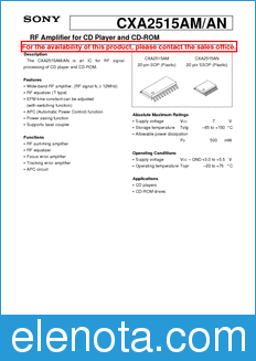 Sony Semiconductor CXA2515AM/AN datasheet