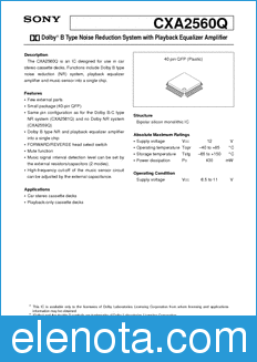 Sony Semiconductor CXA2560Q datasheet