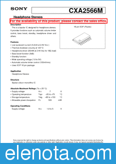 Sony Semiconductor CXA2566M datasheet