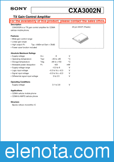 Sony Semiconductor CXA3002N datasheet