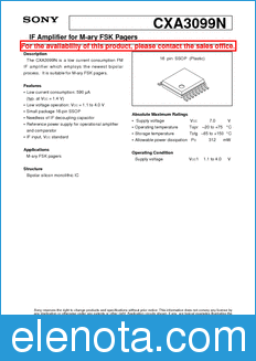 Sony Semiconductor CXA3099N datasheet