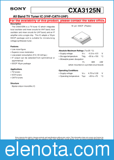 Sony Semiconductor CXA3125N datasheet