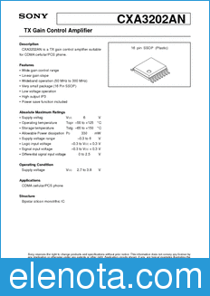 Sony Semiconductor CXA3202AN datasheet