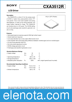 Sony Semiconductor CXA3512R datasheet