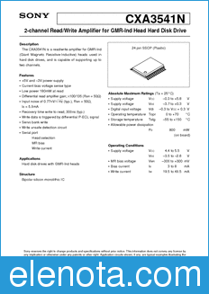 Sony Semiconductor CXA3541N datasheet